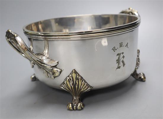 A Victorian Royal Horse Artillery silver plated presentation sauce tureen, circular, two-handled, Presented to the Officers of K. Batt